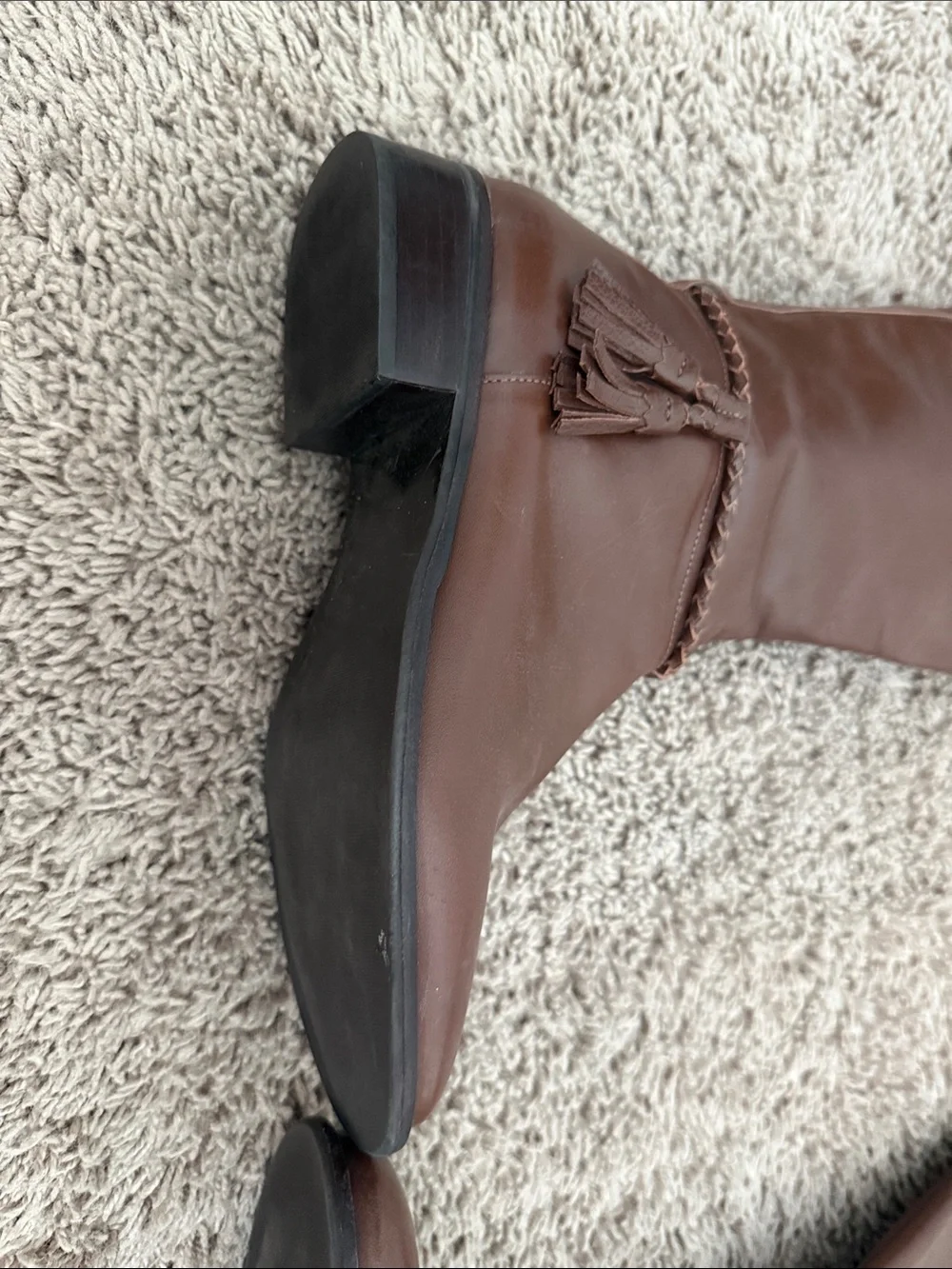 Talbots Brown Leather Over-the-Knee Boots with Chain Accent